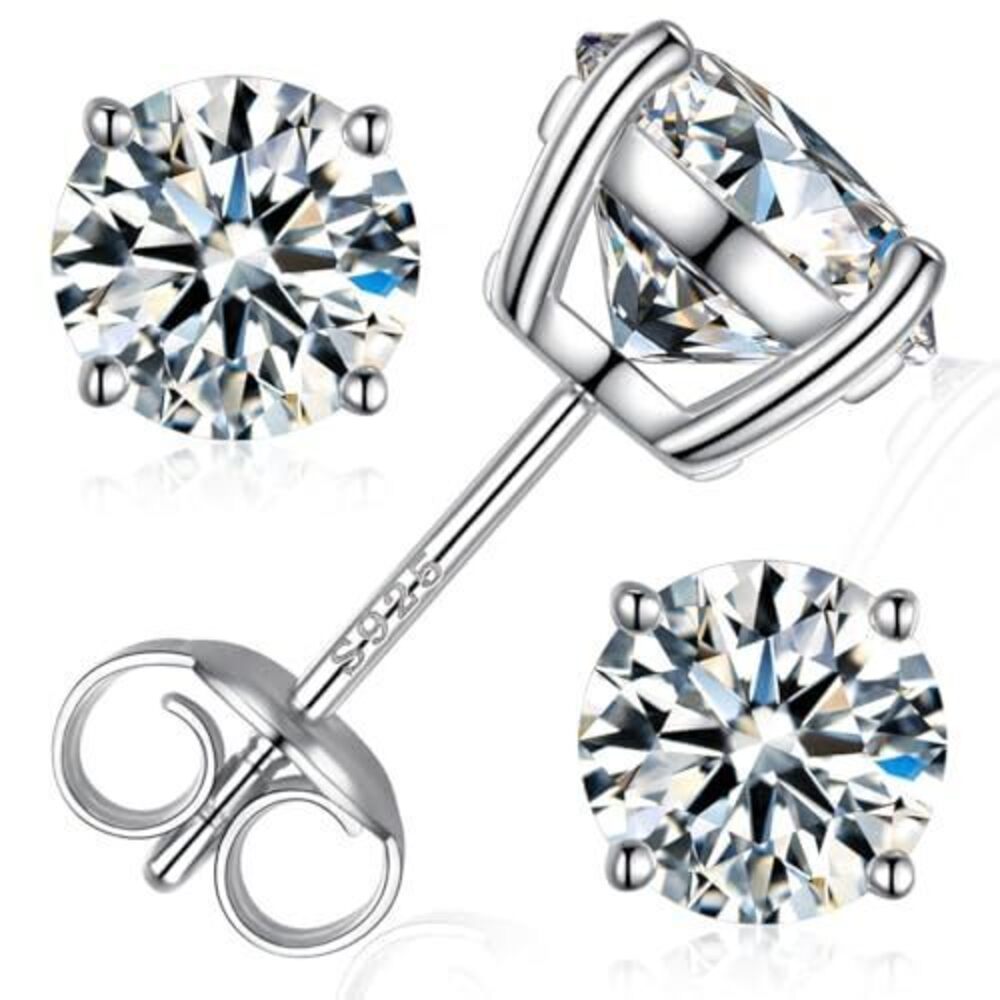 6431 Moissanite Stud Earrings, Round Cut D Color VVS1 Clarity Lab Created